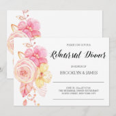 Invitation Élégante répétition de Mariages floraux Perles d'i (Devant / Derrière)