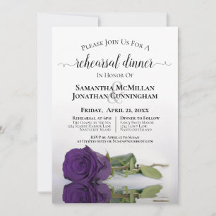 Invitation Élégante répétition du Mariage Rose Royal Purple