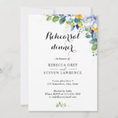 Invitation Élégante répétition mariage florale jaune bleu bla (Devant)