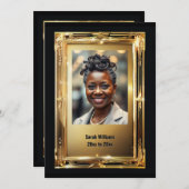 Invitation Elégante retraite cadre or photo adieu fête (Devant / Derrière)