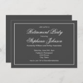 Invitation Élégante retraite Dark Grey Party (Devant / Derrière)
