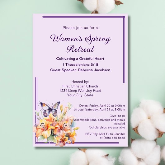 Invitation Élégante retraite de l’église des femmes florales 