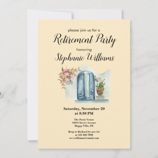 Invitation Élégante retraite des femmes Bon Voyage Party (Dos)