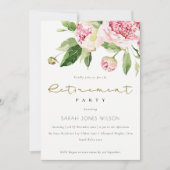 Invitation Élégante Retraite Florale Rose Doux (Devant)