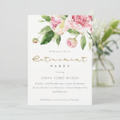 Invitation Élégante Retraite Florale Rose Doux (Debout devant)