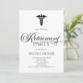 Invitation Élégante retraite Médicale Caduceus (Debout devant)