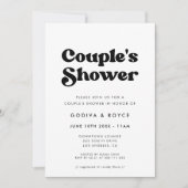Invitation Elégante rétro noir & blanc Douche Couple's (Devant)