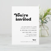 Invitation élégante rétro noir & blanc Vous êtes i (Debout devant)