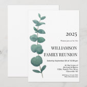 Invitation Elégante Réunion de famille Eucalyptus (Devant / Derrière)