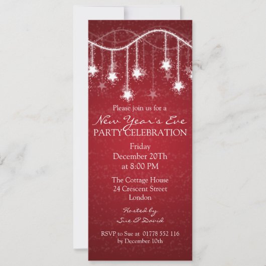 Invitation Élégante réveillon de la nuit des étoiles chatoyan (Devant)