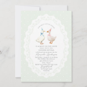 Invitation Élégante révélation de sexe de bébé Silly Goose aq