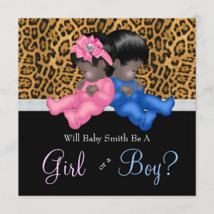 Invitation Élégante révélation du sexe du bébé guépard sous l