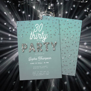 Invitation Elégante Rhinestones Parties scintillant Aqua 30e