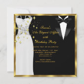 Invitation Elégante robe blanche Affair Cravate noire or Anni (Dos)