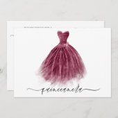 Invitation Élégante robe classique bordeaux Quinceanera Party (Devant / Derrière)