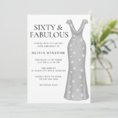 Invitation Élégante robe d'argent Fête de 60e anniversaire de (Debout devant)