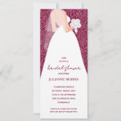 Invitation Elégante robe de mariage Fête des mariées canneber (Devant)