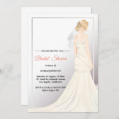 Invitation Élégante robe de mariage nuptiale douche Invitatio (Devant / Derrière)