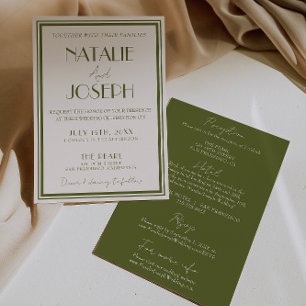 Invitation Élégante robe de mariage vert olive tout-en-un pou