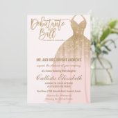 Invitation Elégante robe de Parties scintillant d'or rose Deb (Debout devant)