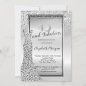 Invitation Elégante robe de Parties scintillant en argent 40e (Devant)