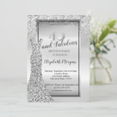 Invitation Elégante robe de Parties scintillant en argent 40e (Debout devant)