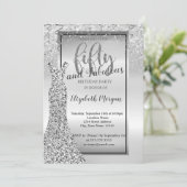 Invitation Elégante robe de Parties scintillant en argent 50e (Debout devant)