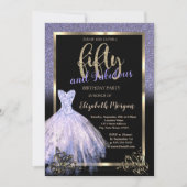 Invitation Élégante robe de Parties scintillant violet 50e fê (Devant)