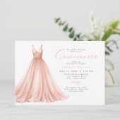 Invitation Élégante robe éthérée rose pâle Quinceanera (Debout devant)