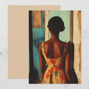 Invitation Élégante robe florale de femme cubaine à l'heure d