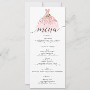 Invitation Elégante robe florale Quinceanera Menu
