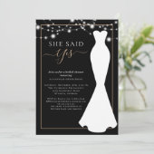 Invitation Elégante robe Mariage noir et or Fête des mariées (Debout devant)