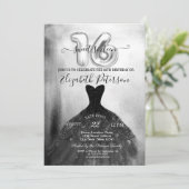 Invitation Élégante robe noire chic Silver Sweet 16 Party (Debout devant)