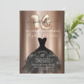 Invitation Élégante robe noire Métallic Sweet 16 Party (Debout devant)