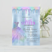 Invitation Elégante robe Rainbow Drivers Blue Metallic (Debout devant)