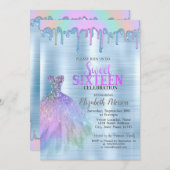 Invitation Elégante robe Rainbow Drivers Blue Metallic (Devant / Derrière)