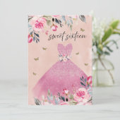 Invitation Élégante Robe Rosée Rosée Rosée Rosée Florale Douc (Debout devant)