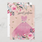 Invitation Élégante Robe Rosée Rosée Rosée Rosée Florale Douc (Devant / Derrière)