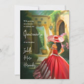 Invitation Élégante robe rouge Charro Colorée Quinceañera (Devant)