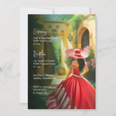 Invitation Élégante robe rouge Charro Colorée Quinceañera (Dos)