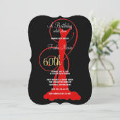 Invitation Élégante robe rouge de fête du 60e anniversaire (Debout devant)
