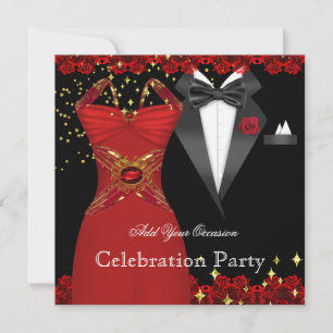 Invitation Élégante robe rouge Tuxedo Formel Event Party 2