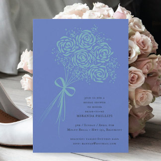 Invitation Elégante Robe Turquoise Bouquet Douche nuptiale In