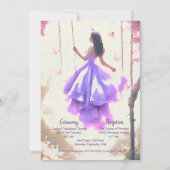 Invitation Elégante robe violette Dreamy Aquarelle Quinceañer (Dos)