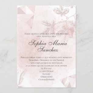 Invitation Elegante rosa oro rosa florale español fraseología