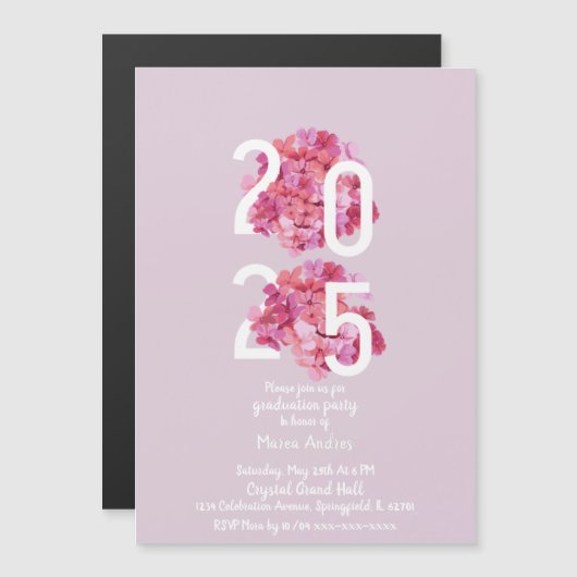 Invitation élégante rose à fleurs pour la remise d (Devant / Derrière)