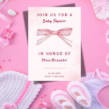 Invitation élégante rose aquarelle pour Baby Showe