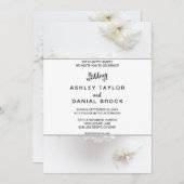 Invitation Elégante rose blanche fleurs fleuris Mariage d'été (Devant / Derrière)