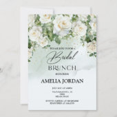 Invitation Élégante Rose blanche vert Bridal Brunch Invitatio (Devant)