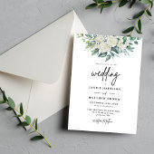 Invitation Élégante Rose blanche verte Mariage Floral